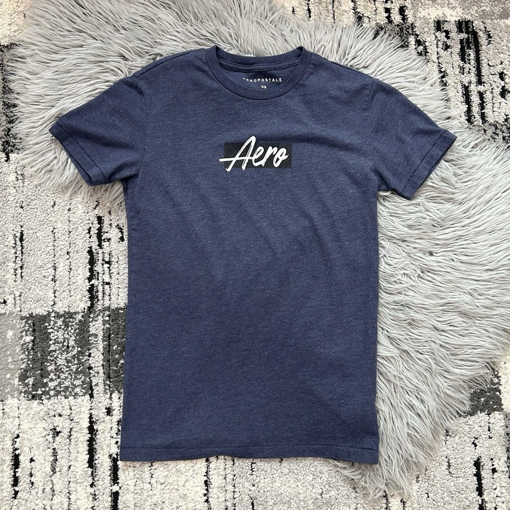 Aéropostale Unisex Heathered Navy Classic Logo Tee Size XSmall